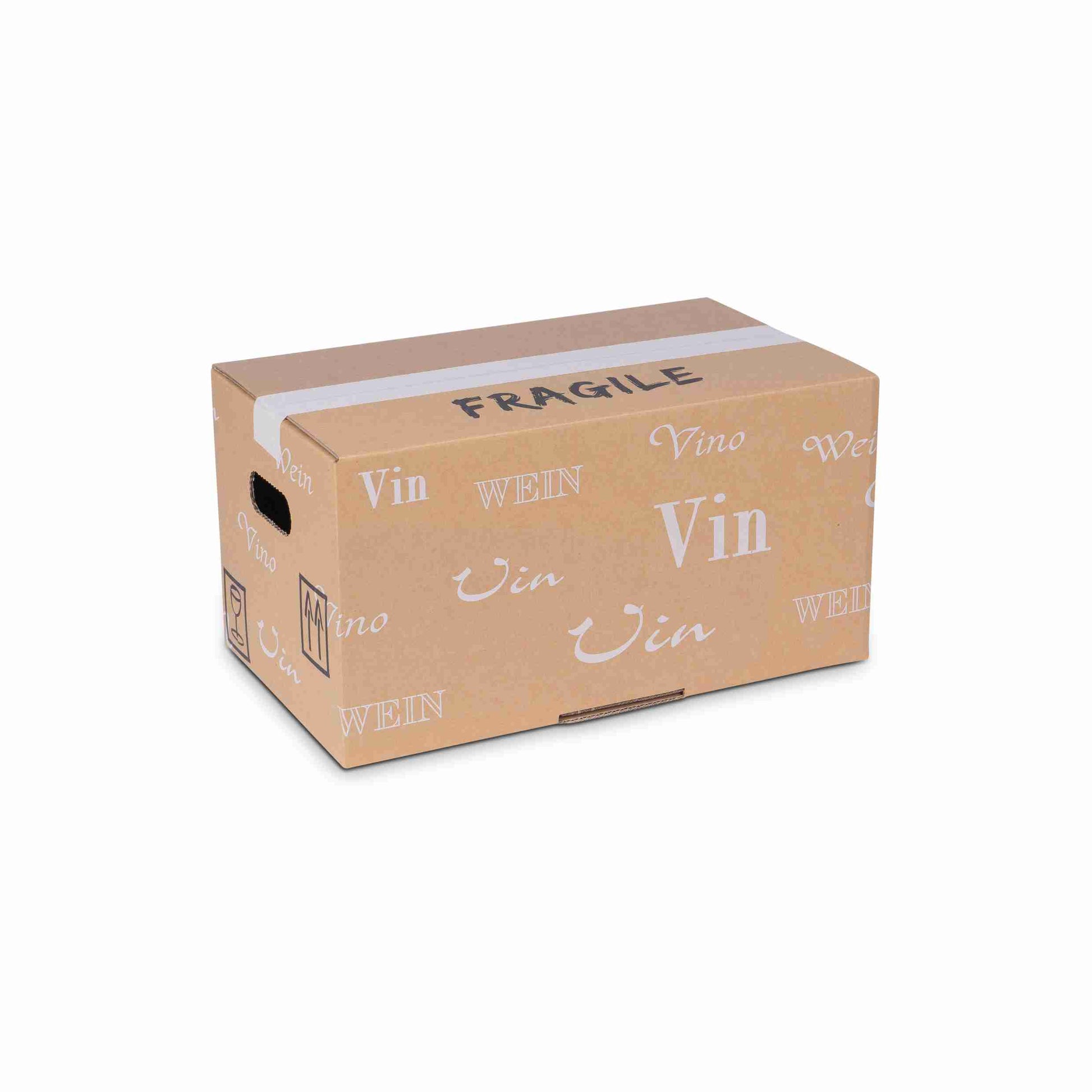 Model Weinversandkarton – für 12 × 0,75 l, max. 206 mm & Ø80 mm – 413 × 235 × 206 mm, braun – 1 Palette (360 Stk.)
