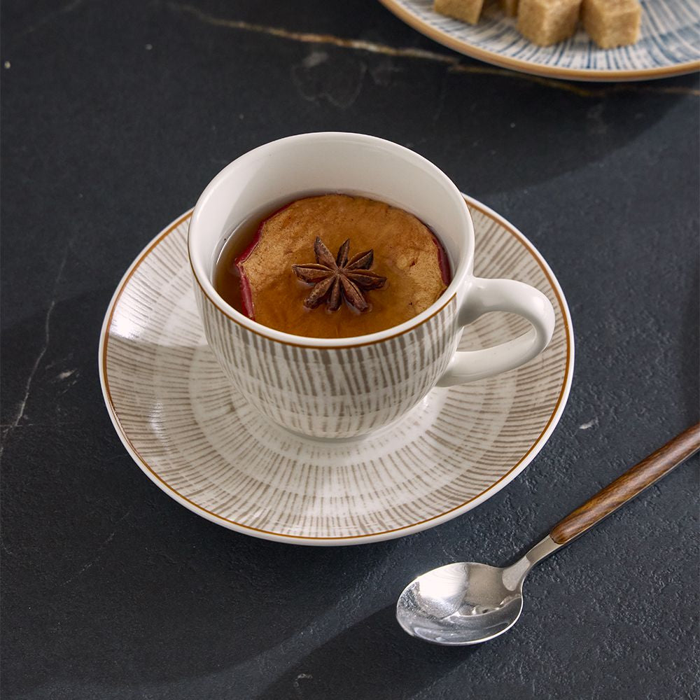 Tognana Porcellane Kaffeetassen-Set Iris – 6er Set, 200 ml, Ø 8 cm, Knochenporzellan, spülmaschinenfest