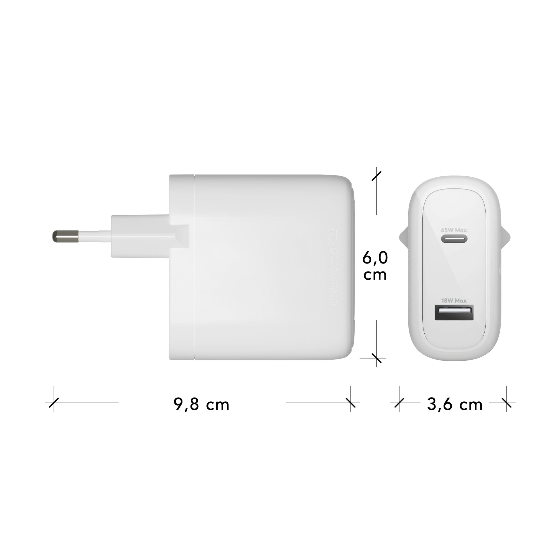 dbramante1928 Ladegerät – 65 W + 18 W, 1× USB-C + 1× USB-A