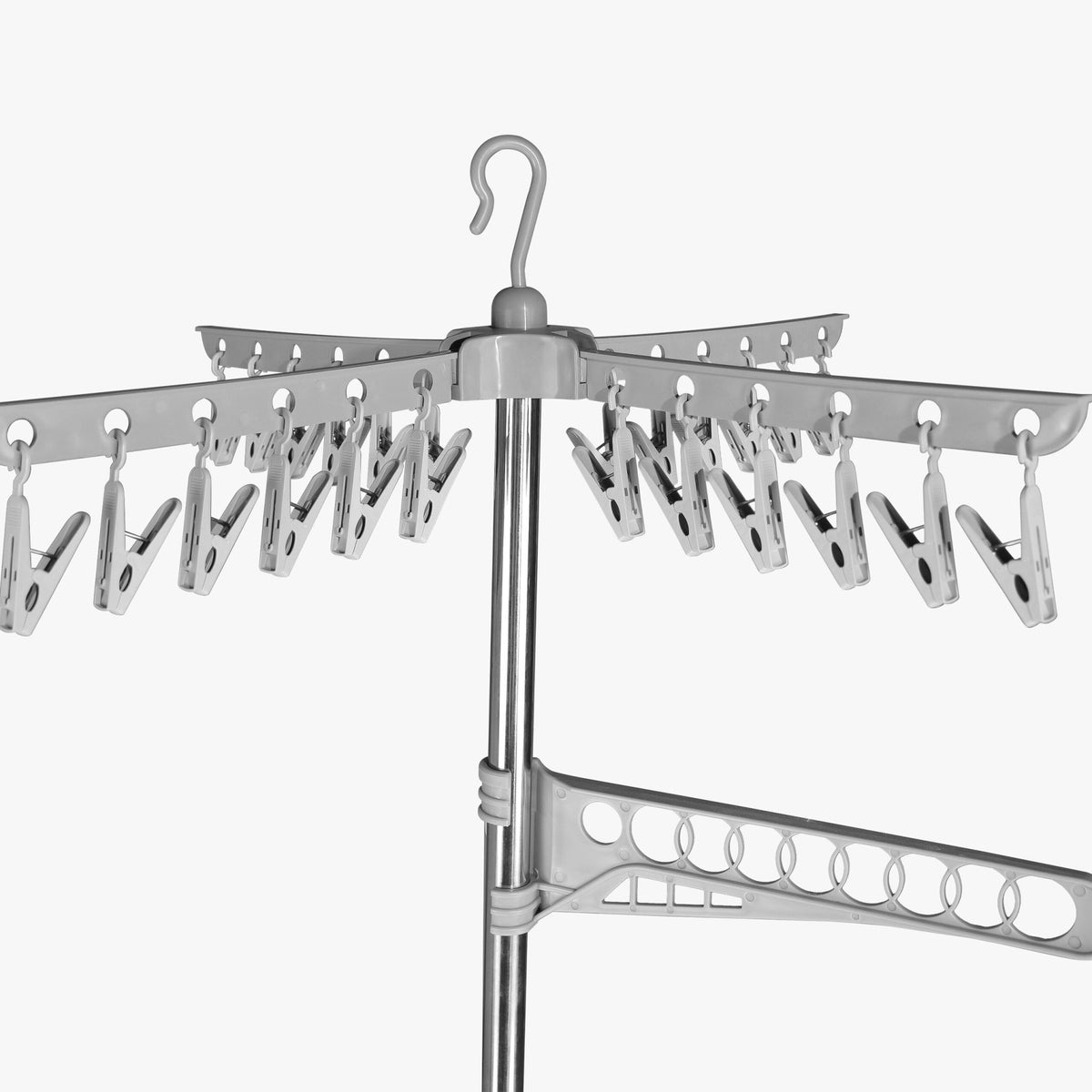 Relaxdays Wäscheständer – Leinenlänge 1100 cm – Edelstahl, Kunststoff – Weiss, Silber – 1 Stk.