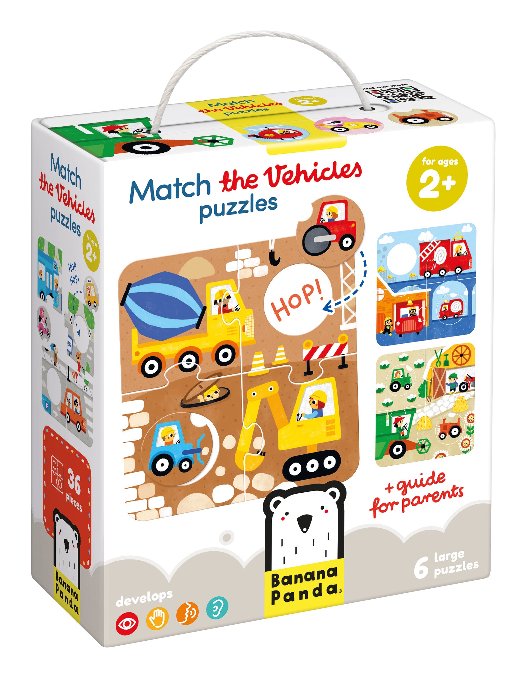 Banana Panda Puzzle Fahrzeuge – 36 Teile – 22 × 23,5 cm – 6 Sets – ab 2 Jahren – Pappe, Mehrfarbig