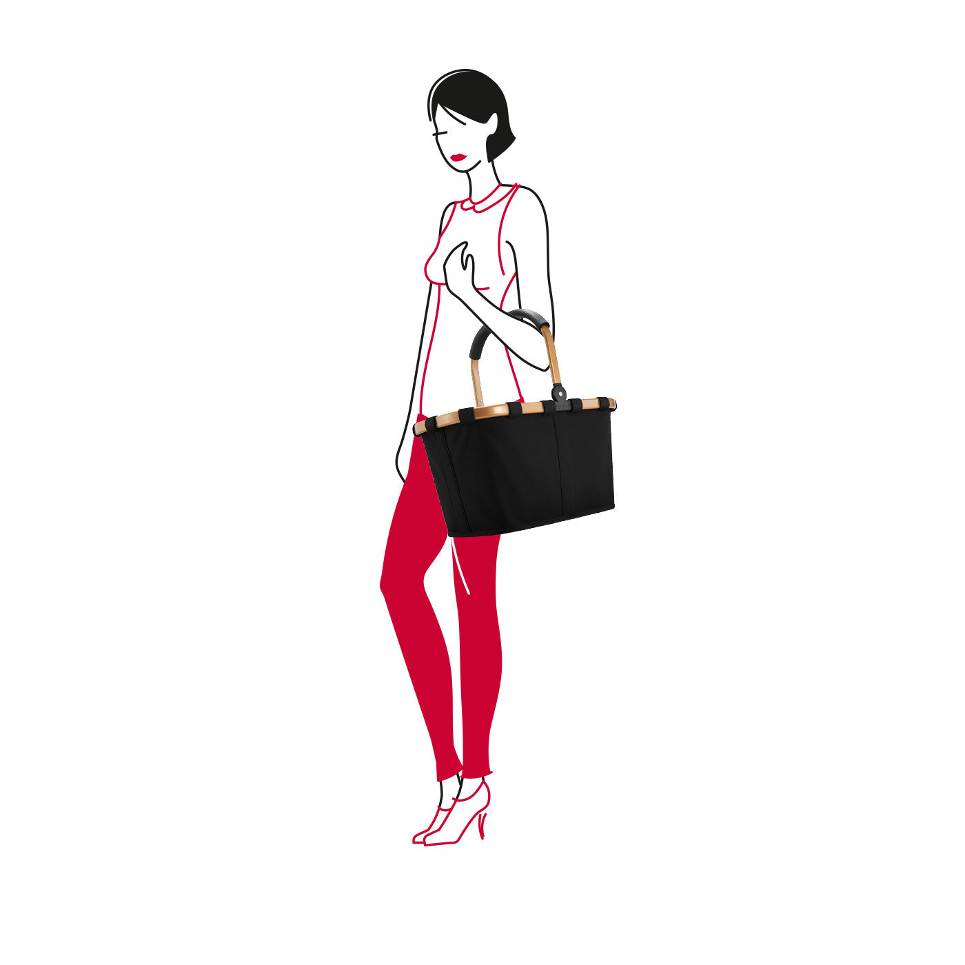 Reisenthel Stofftasche, Polyester, Schwarz/Gold, 480×290×280 mm