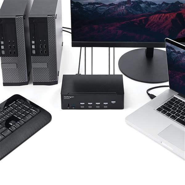 StarTech.com 4-Port Dual-View HDMI KVM-Switch – 4K/30 Hz, Audio