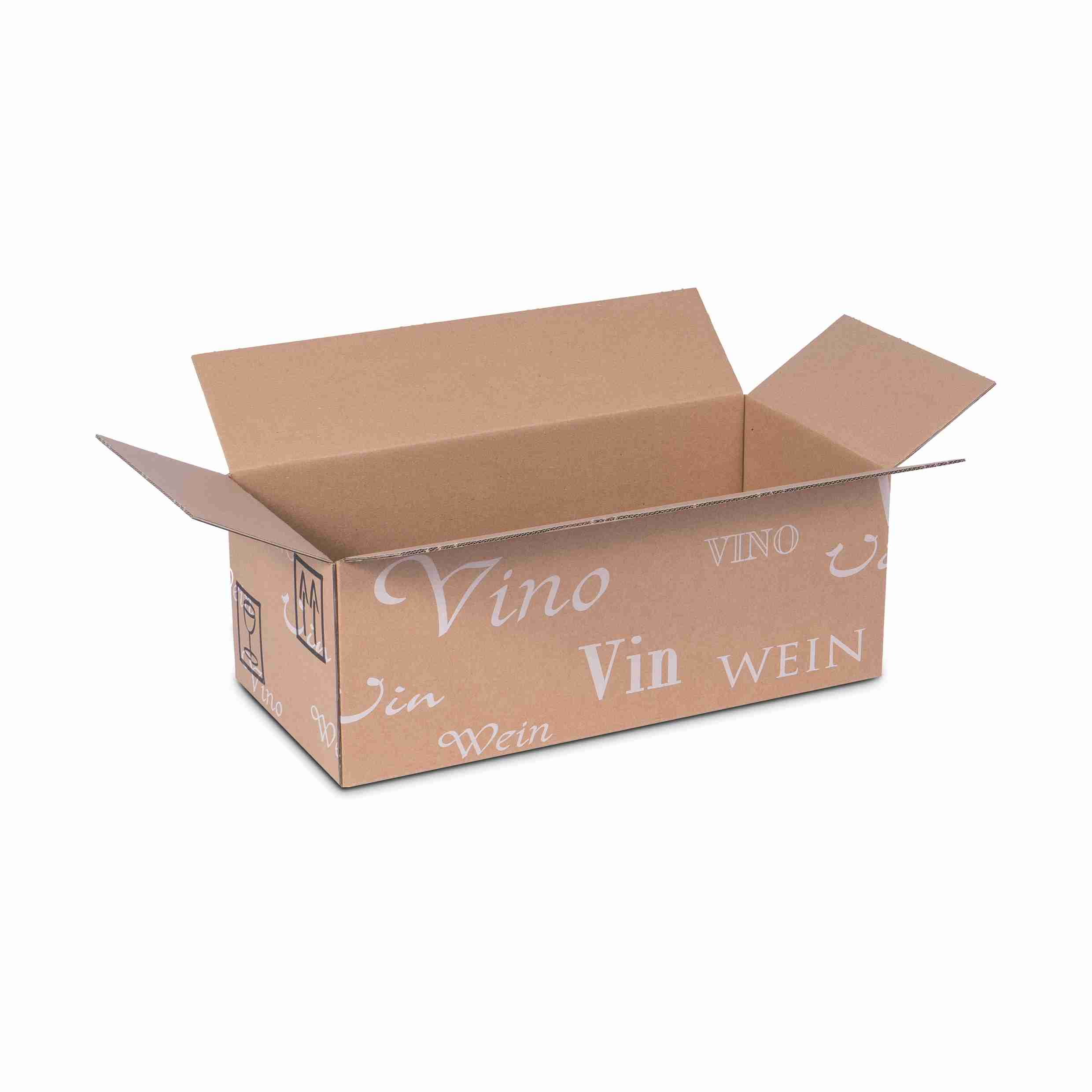 Model Weinversandkarton – für 6 × 0,75 l, max. 145 mm & Ø80 mm – 403 × 192 × 145 mm, braun, Wellkarton – 1 Stk., ab 50 Stk.