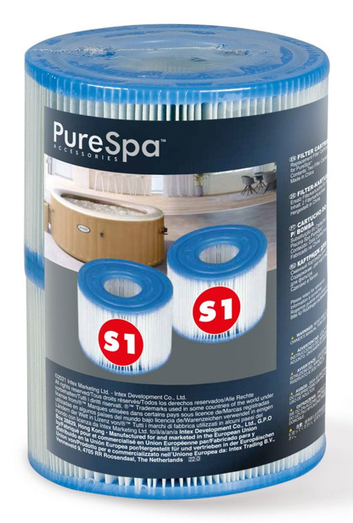 Intex Filterkartusche Pure Spa Ty S1 – rund, blau/weiss, für SPA 28404, 28424, 28422, 2 Stk.
