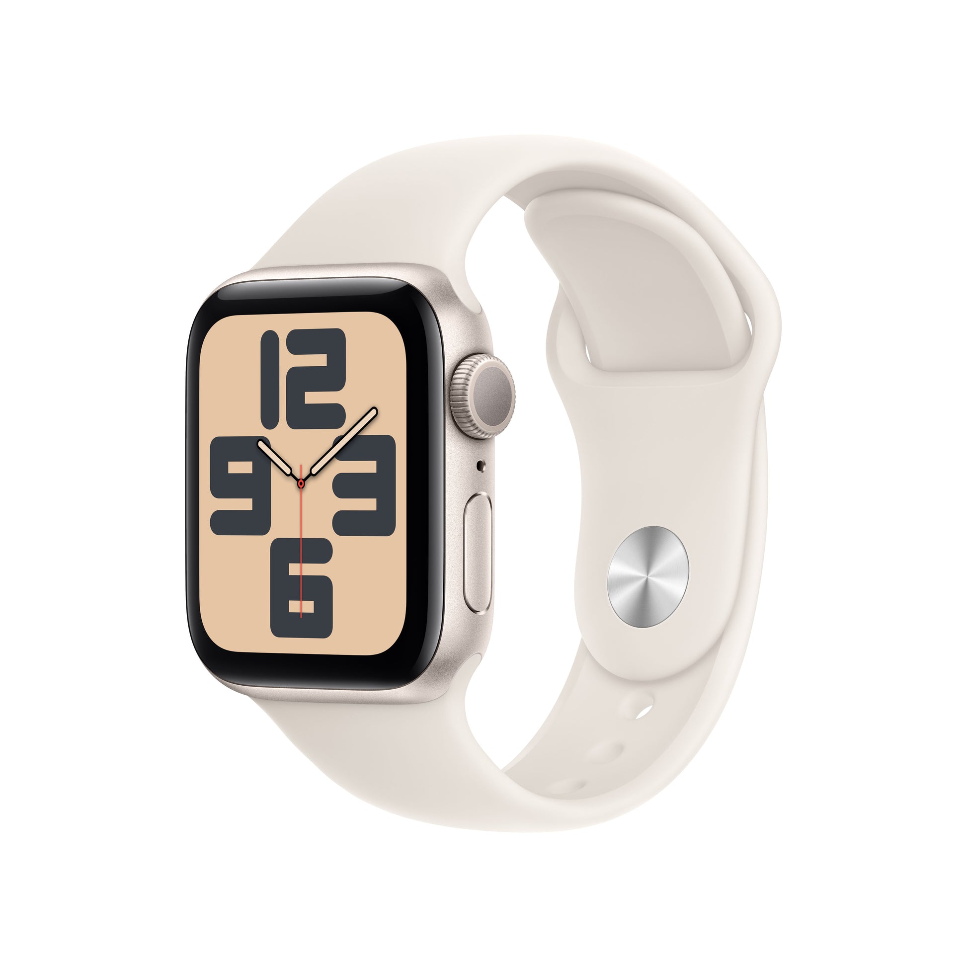 Apple Watch SE 40 mm GPS – Aluminium Starlight, Sportarmband, Beige, S/M, 50 m, für iPhone