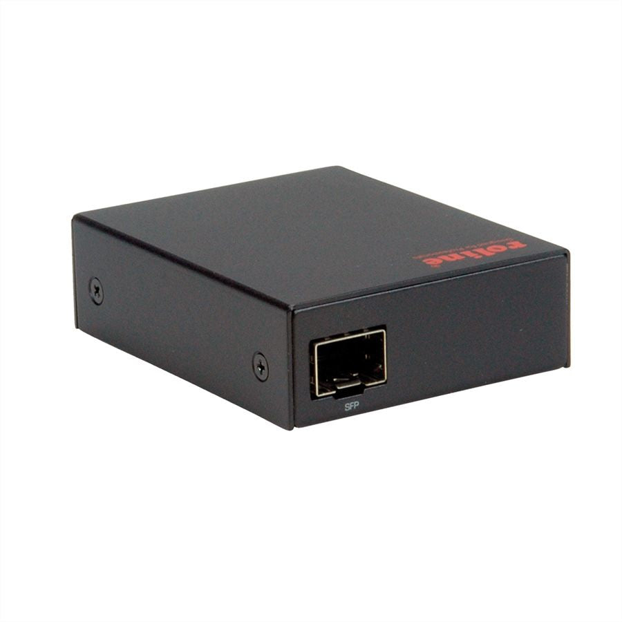 ROLINE Medienkonverter RJ-45 zu SFP – 10/100/1000 Mbit/s zu 1 Gbit/s, Jumbo Frames, 5 V DC, Schwarz
