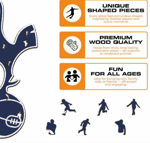 Iconic Puzzles Puzzle Tottenham Hotspur FC Logo – 270 Teile – 25 × 60 cm – ab 10 J. – Holz – Blau/Weiss – FSC