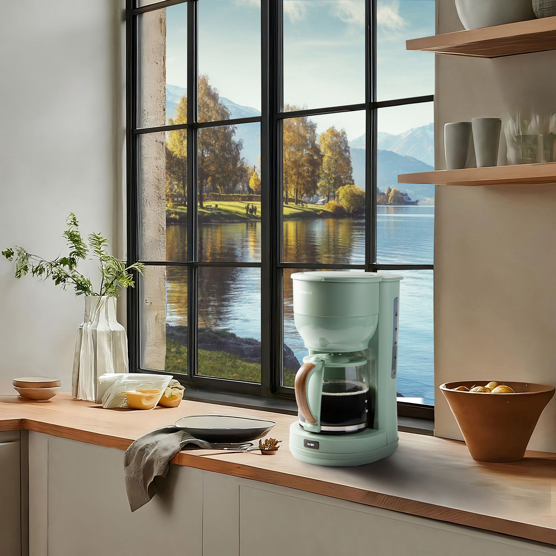 Domo DO755K Filterkaffeemaschine – 10 Tassen, 1,3 l, Karaffe, Grün