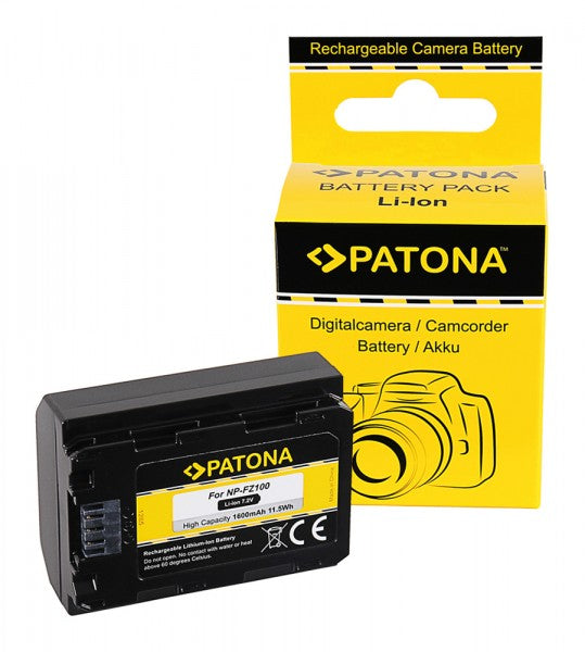 PATONA NP-FZ100 Akku – 1600 mAh, 7,2 V Li-Ion – für Sony Alpha 7 III, Alpha 7 R III, Alpha 9 und andere
