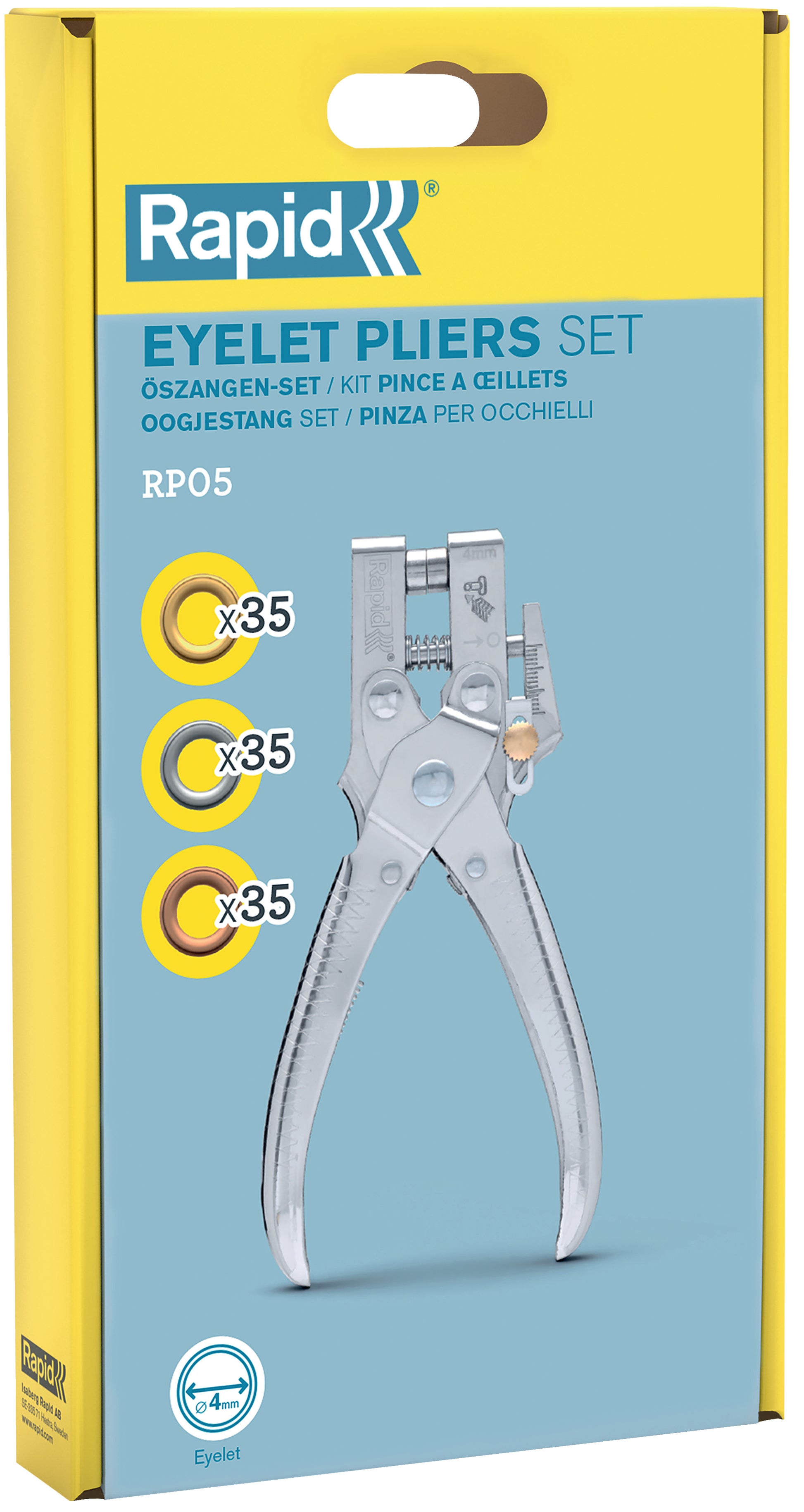 Rapid RP05 + 105 Öszange – Nietengrössen 3,2/4/4,8 mm, Länge 254 mm, Stahl