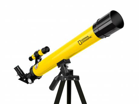 National Geographic Linsenteleskop 50/600 – Refraktor, 50 mm Durchmesser, 600 mm Brennweite, 50×/100×, Gelb