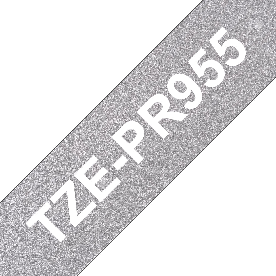 Brother TZe-PR955 Schriftband – weiss auf silber – 28 mm × 8 m, laminiert – für Brother PT-P710BT