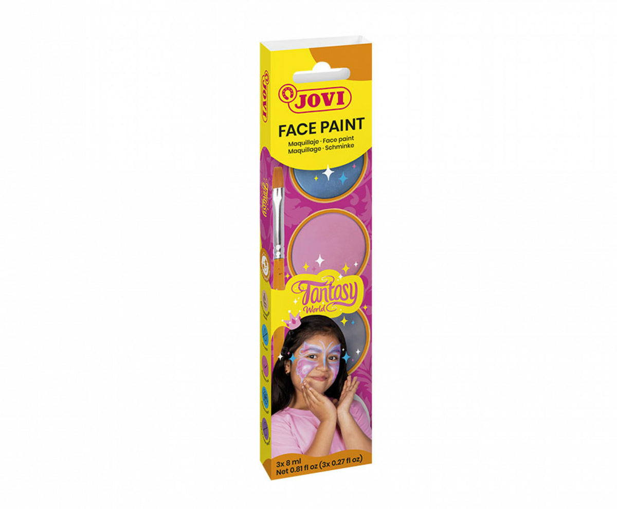Jovi Face Paint Set Fantasy Gesichtsschminke – Blau, Grau, Pink – 3 Farben 3×8 ml (24 ml) – für Gesicht
