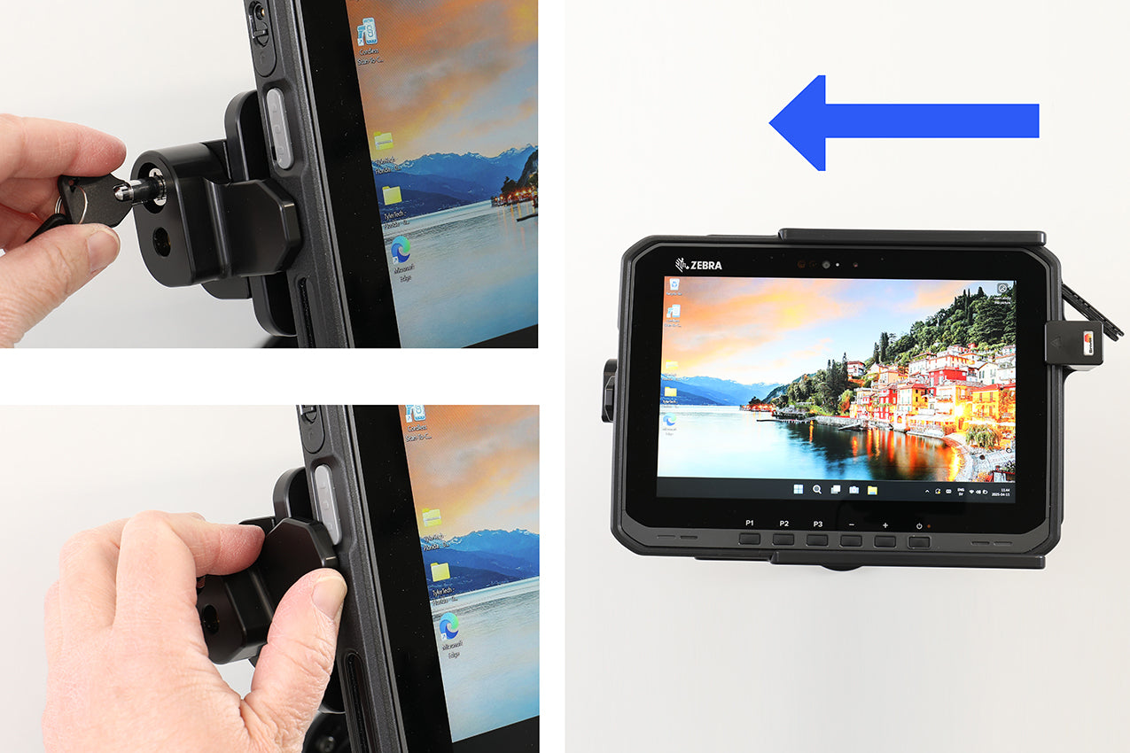 Brodit Tablet-Wandhalterung – für Zebra ET65W, ET60W – abschliessbar – Schwarz