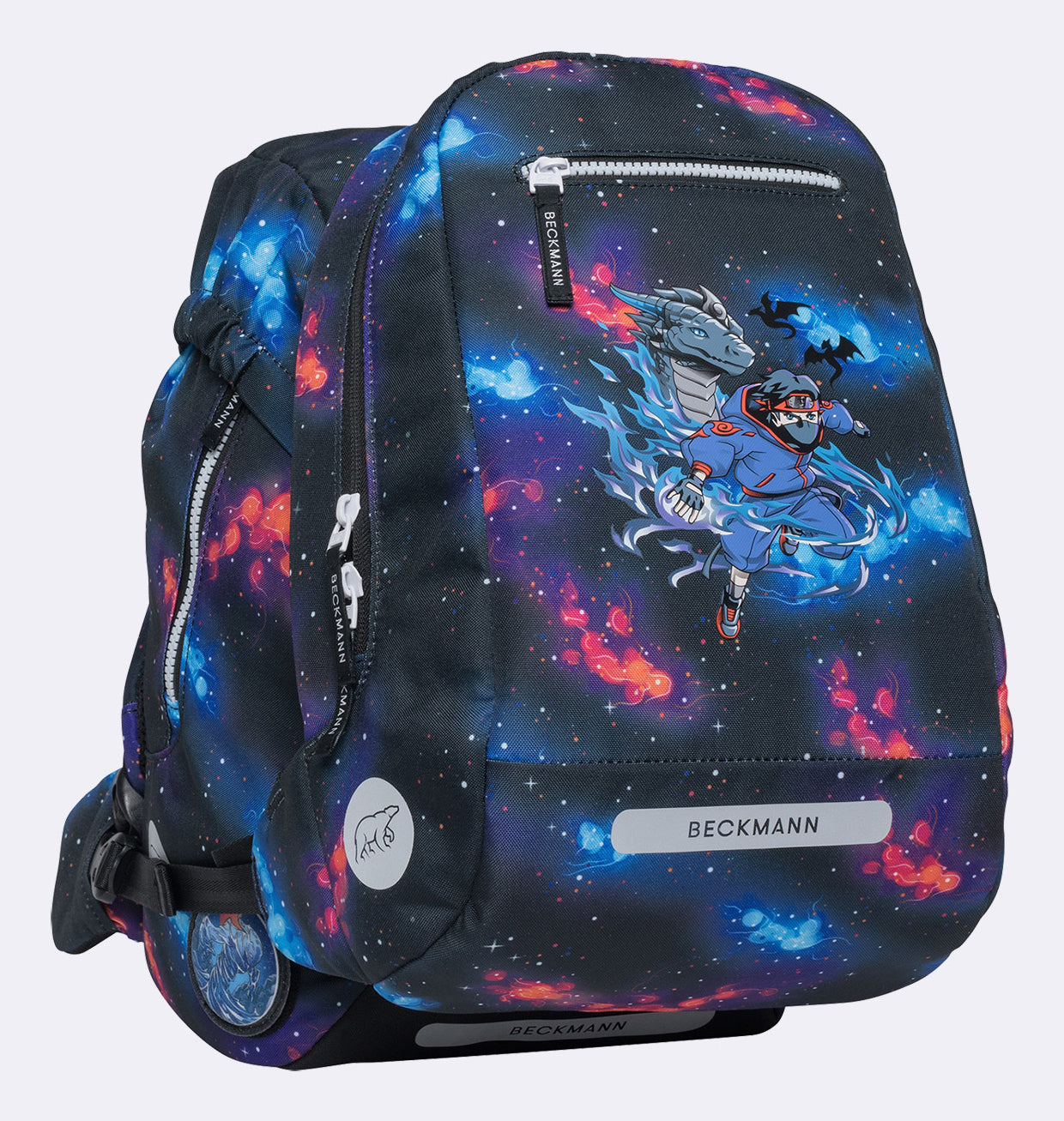 Beckmann Classic Schulrucksack – Ninja Elements – 24,0×37,0×25,0 cm – aus recycelten PET-Flaschen hergestellt