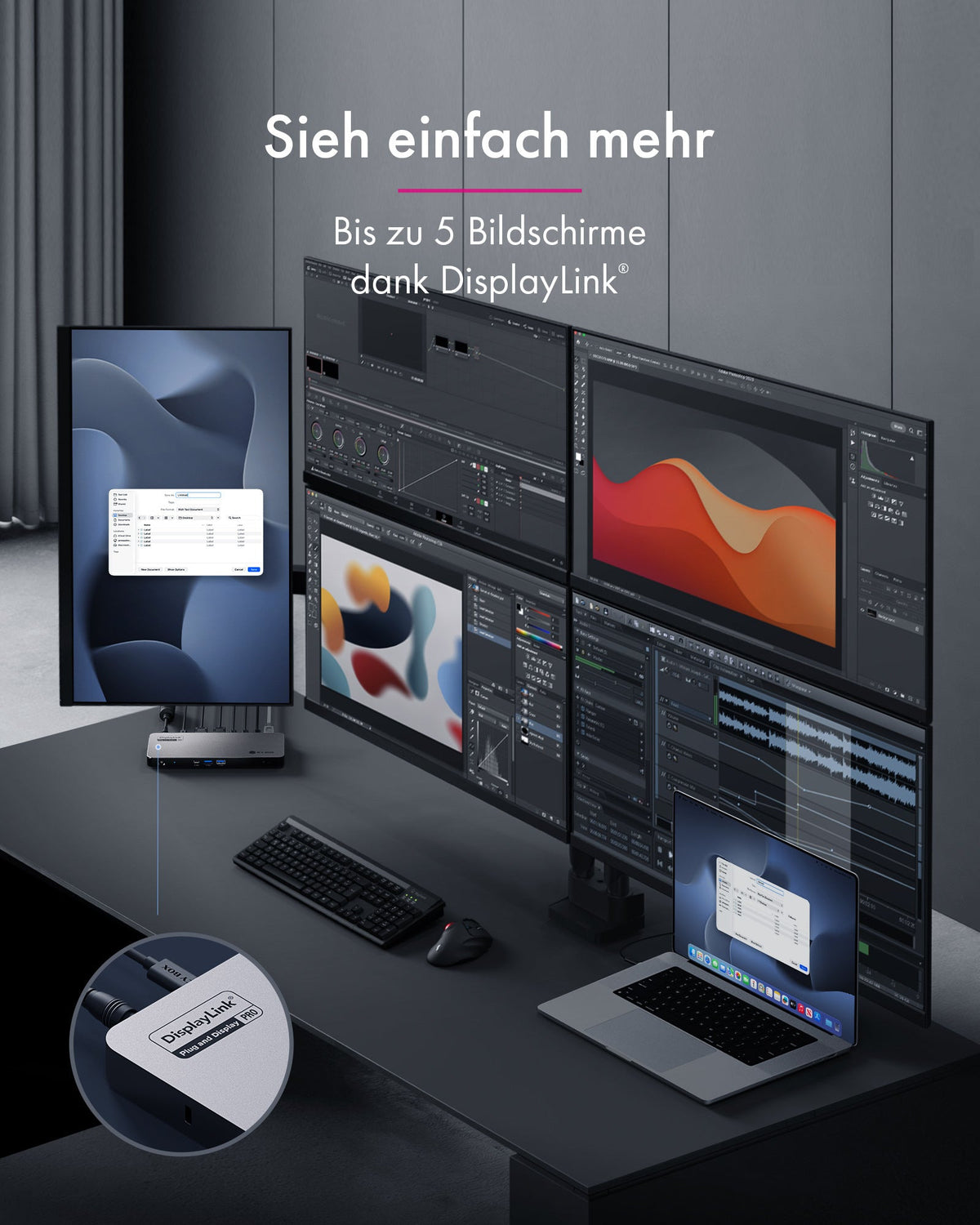 RaidSonic ICY BOX IB-DK7402-C31 Dockingstation – USB-C, 3× DP, 2× HDMI, 2× USB-A, 5× USB-C, 140 W PD, 2,5GbE