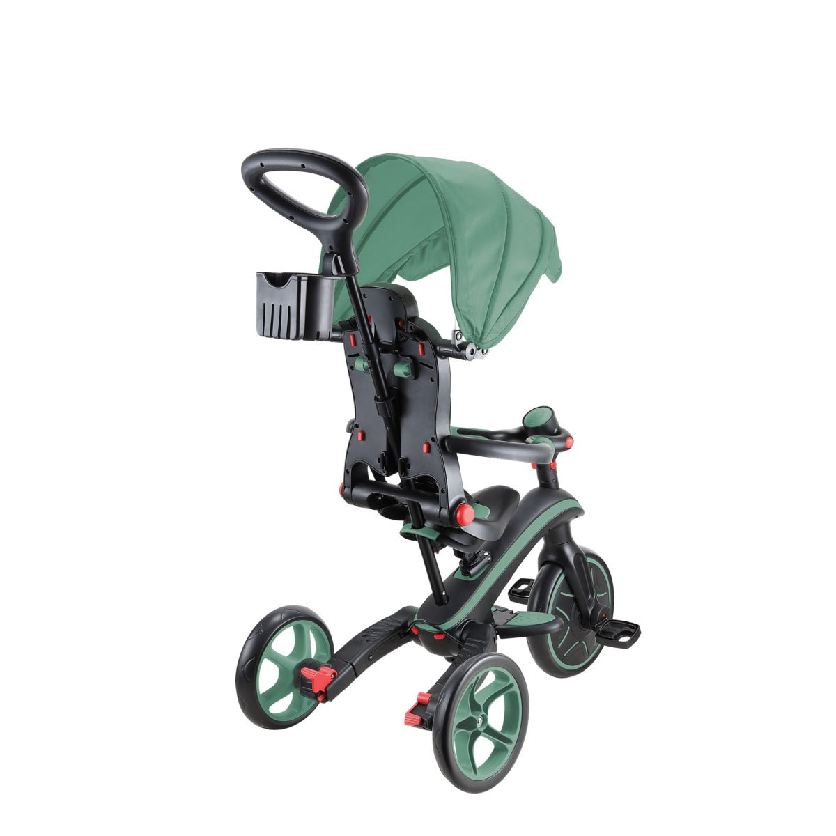 Globber Trike Explorer 4-in-1 Aufsitzlaufrad – Push & Pedal, verstellbarer Sitz, faltbar – 15 kg – Olivgrün