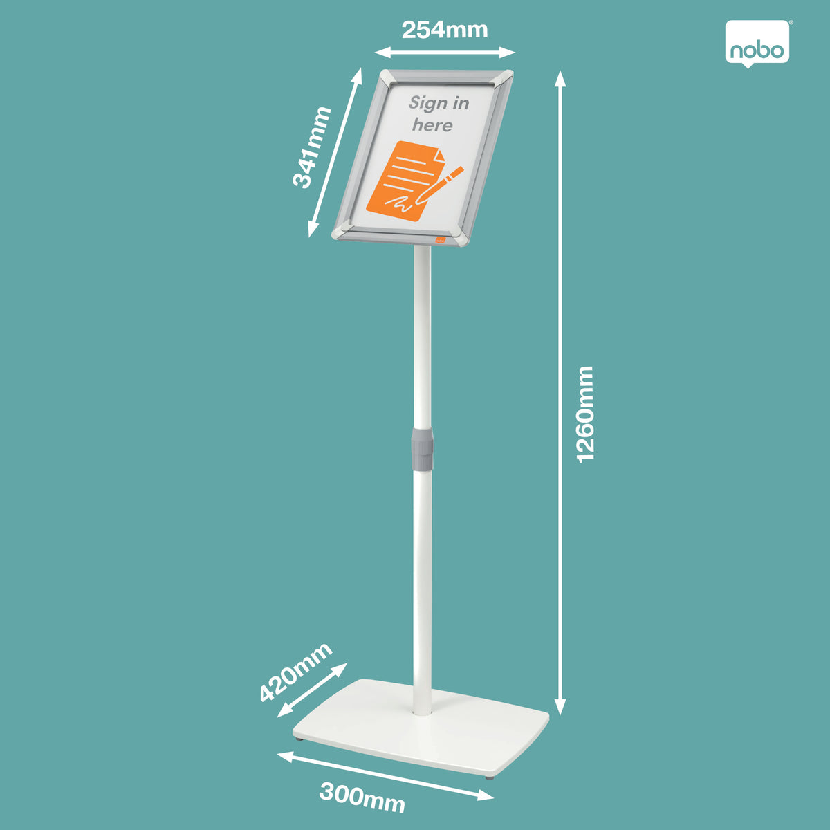 Nobo Bildaufhänger Premium Plus – für A4 – Silber – Aluminium/Polypropylen (PP) – 420×300×1260 mm