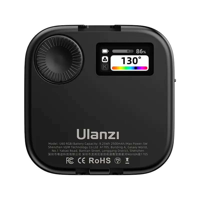 Ulanzi U60 LED-Videolicht – RGB, 2500–9000 K, dimmbar – für Cold-Shoe-Kameras, Stative (1/4"), Smartphones