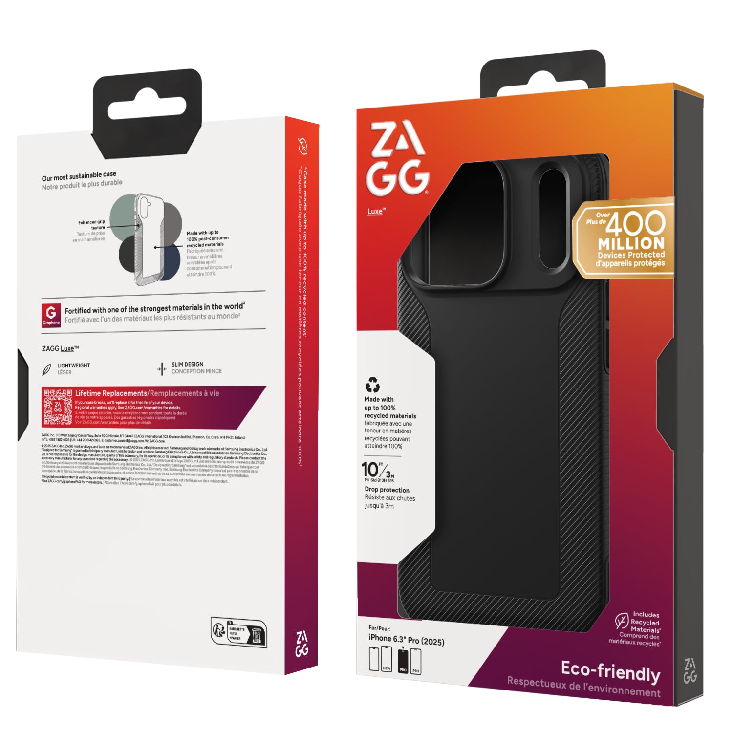 ZAGG Luxe Snap Backcover – für Apple iPhone 17 Pro, MagSafe, Graphen, Schwarz, bis 3 m Sturzsicher