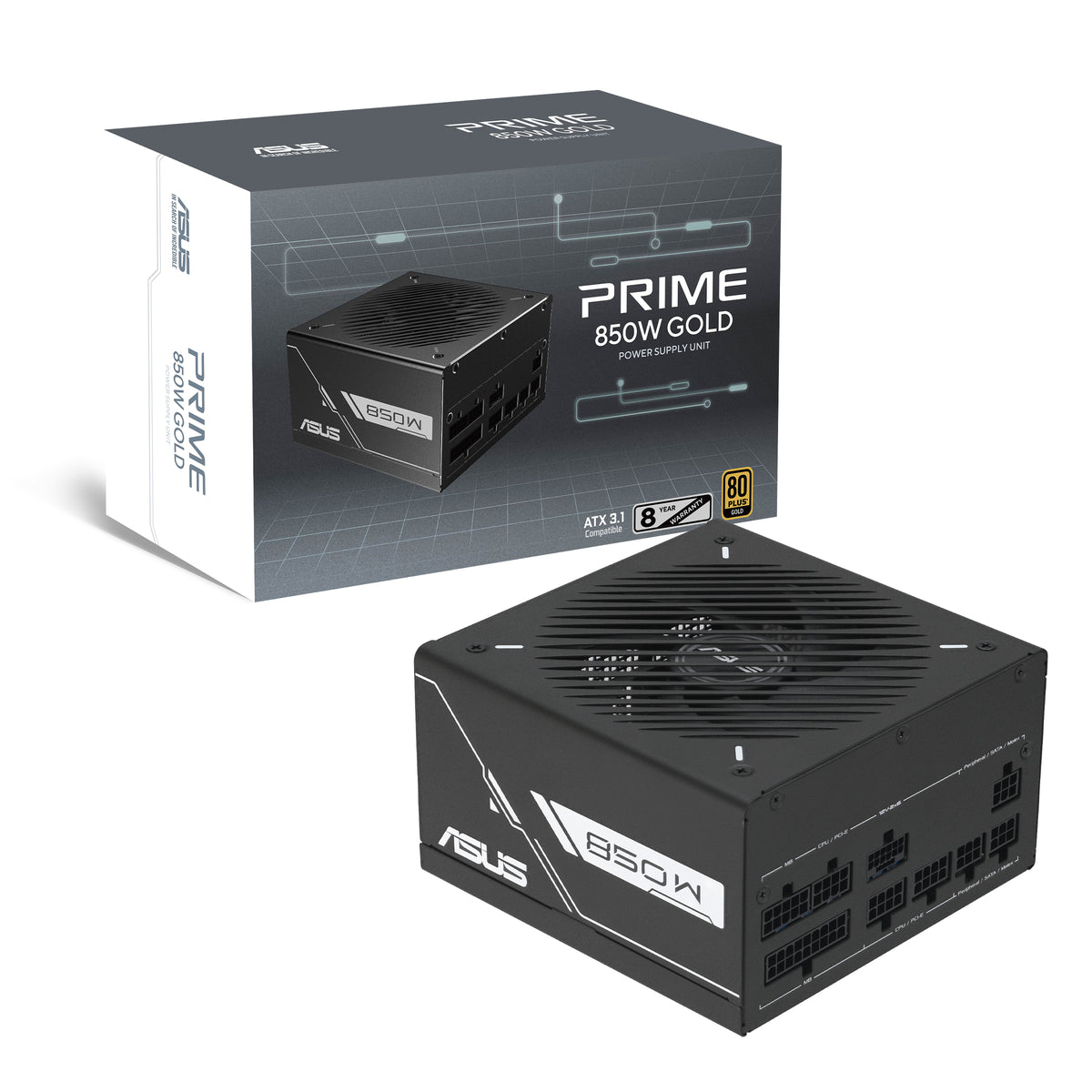 ASUS PRIME 850G ATX-Netzteil 850 W 80 PLUS Gold – Vollmodular, ATX 3.1, 12VHPWR – Schwarz