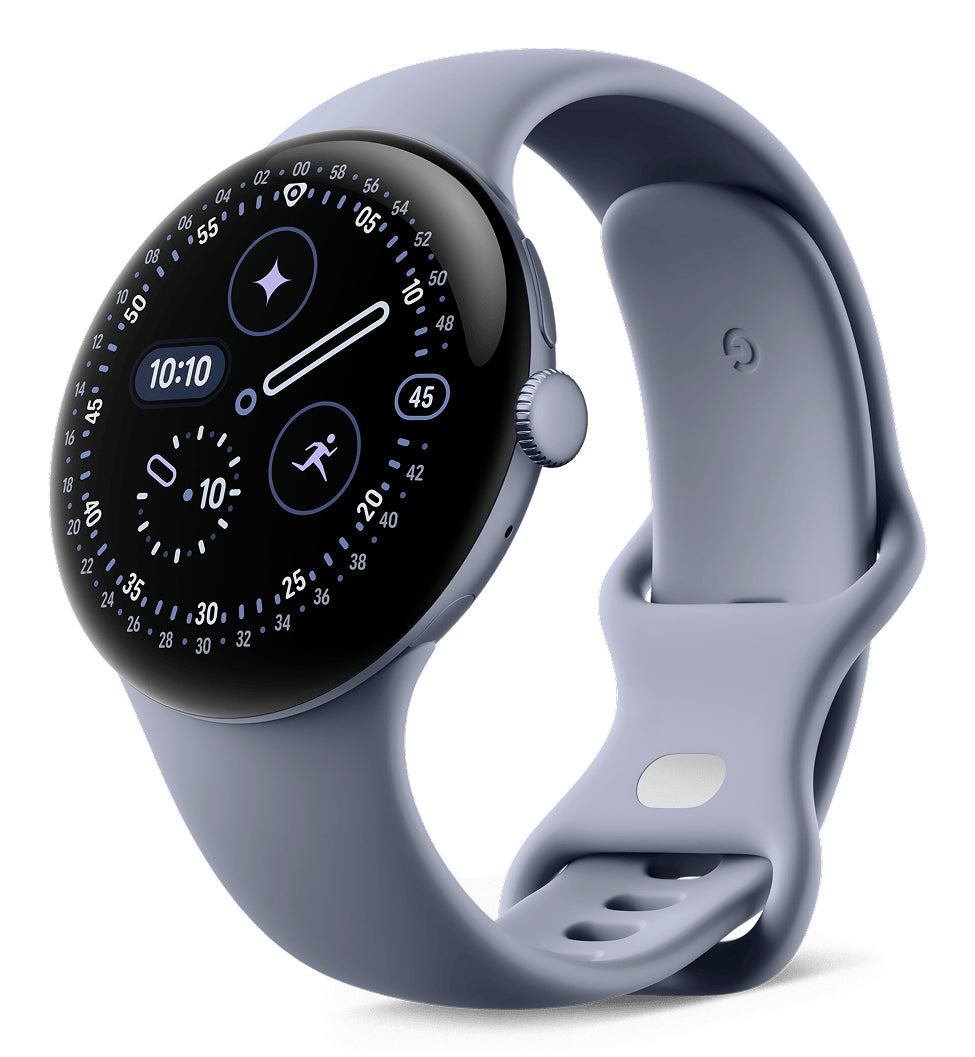 Google Pixel Watch 4 45 mm GPS + Mobilfunk – Aluminium Moonstone, Blau, S/L, 50 m