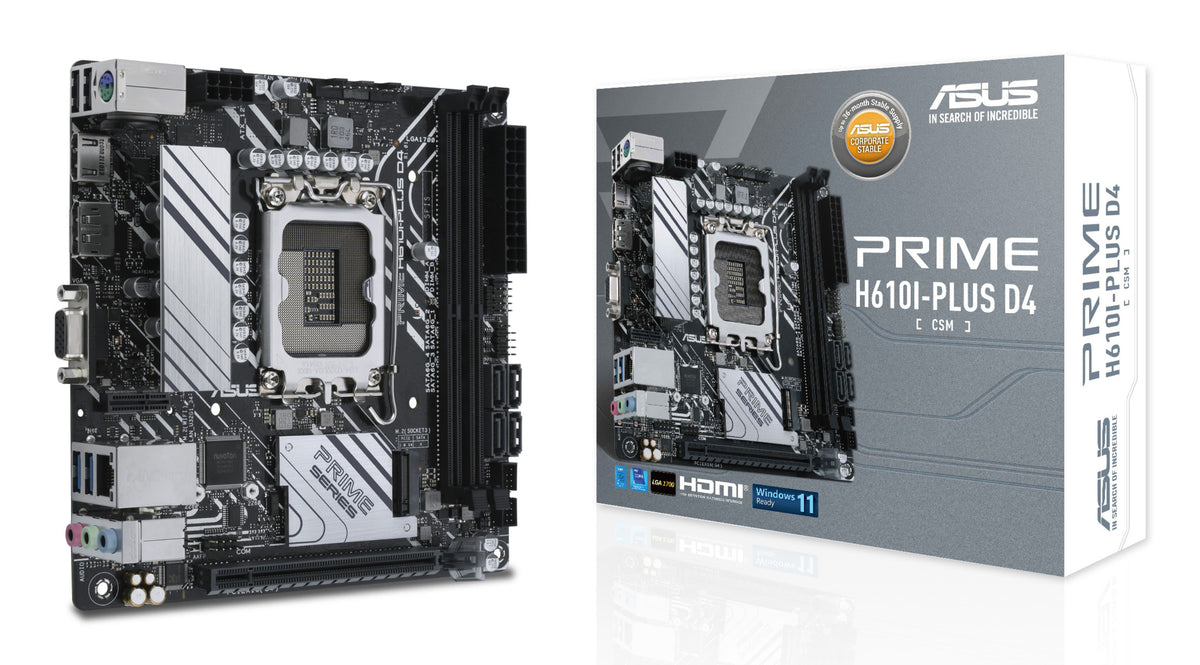 ASUS PRIME H610I-PLUS D4 CSM – Mainboard – LGA 1700, Intel H610, Mini-ITX, DDR4