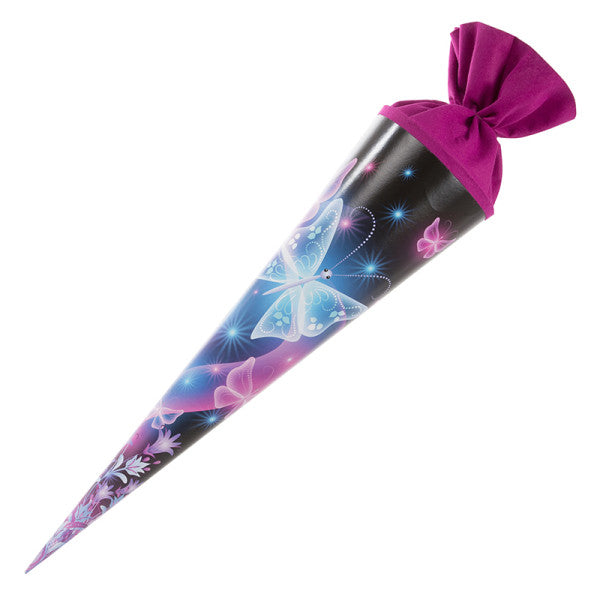 Goldbuch Schultüte ohne Inhalt – Schmetterling – 70 cm, rund, Karton, Tunnelzug