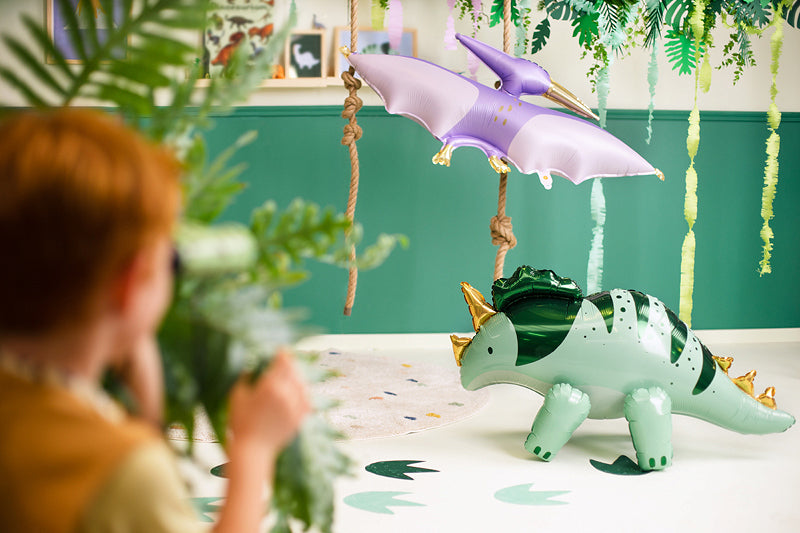 PartyDeco Folienballon Triceratops – Grün – 93 × 49 cm – Folie – 1 Stk