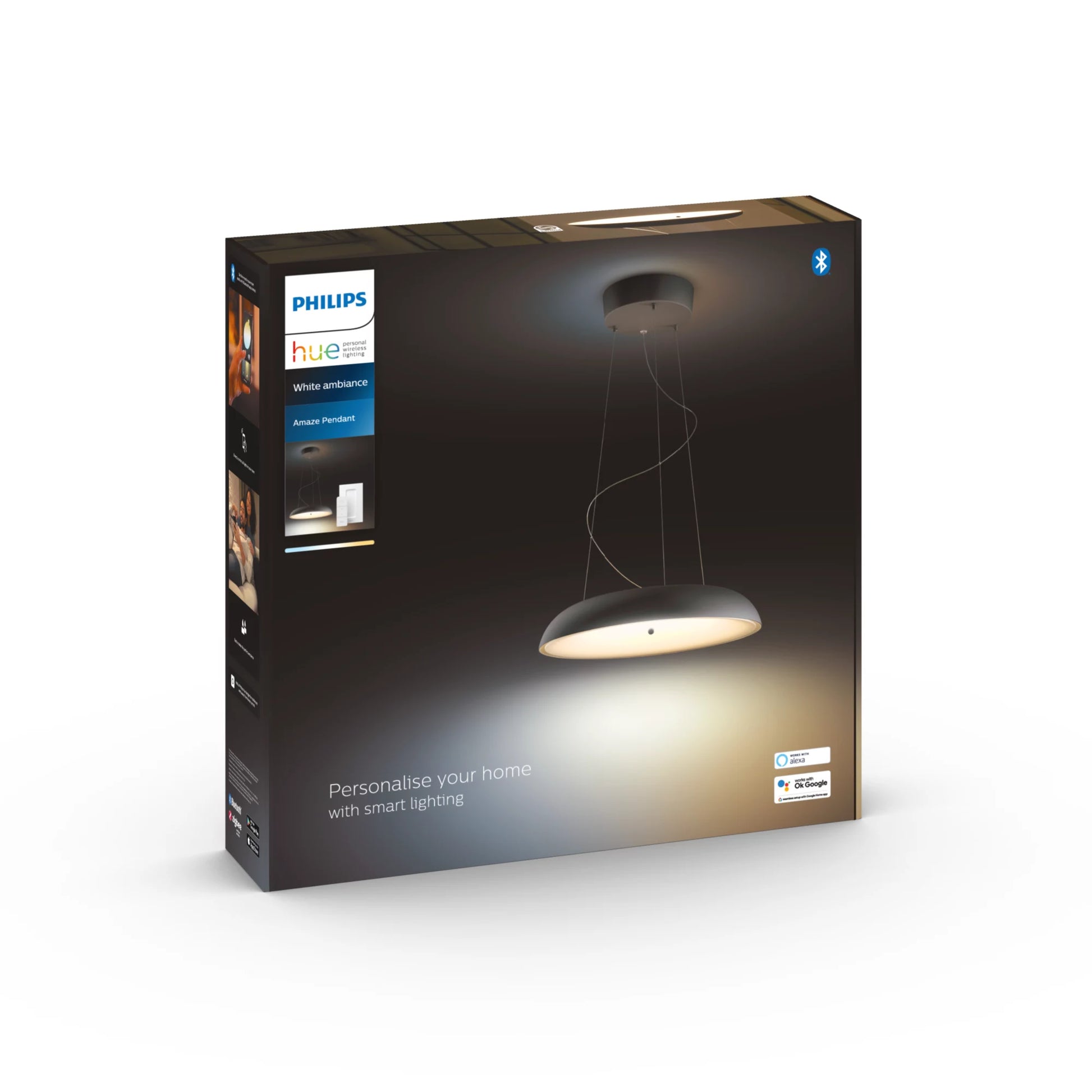 Philips by Signify Philips Hue Pendelleuchte White Amb. Amaze – Ø 43,4 cm, 2750 lm, 2200–6500 K, dimmbar, ZigBee/BT, schwarz