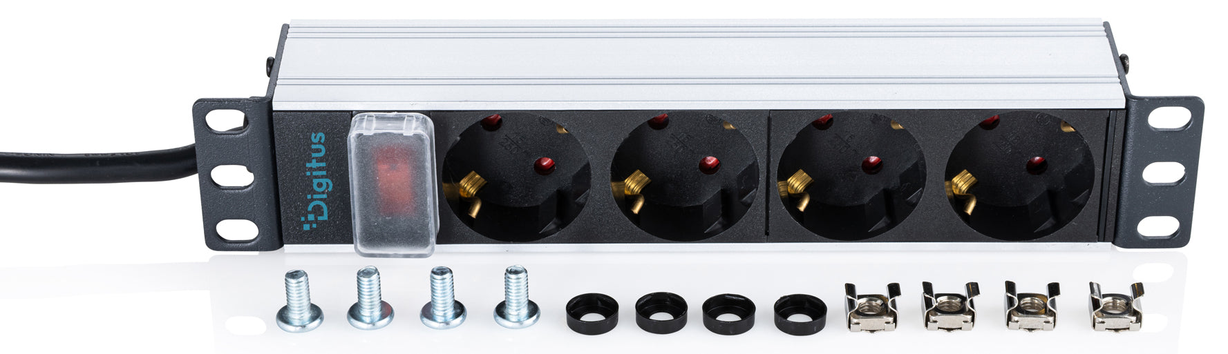 Digitus Rack-PDU – 1U horizontal, 4× Typ F, 2 m, mit Schalter, 230–250 V/16 A, 4000 W