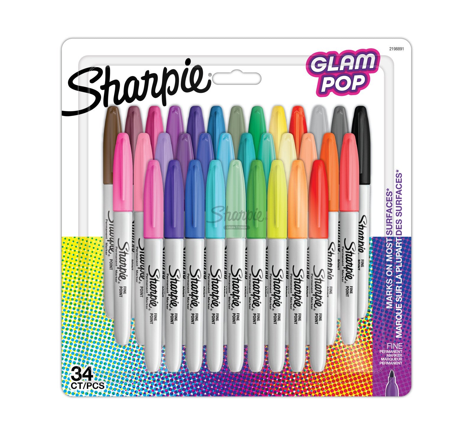 Sharpie Permanentmarker – Feine Spitze 1 mm – Glam – 34er-Set