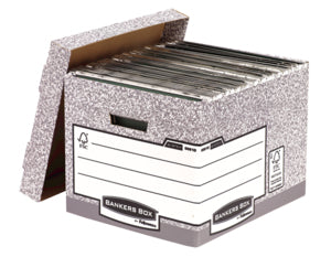 Fellowes R-Kive System Archivschachtel – 335 × 404 × 292 mm, grau, Karton, 10er Pack