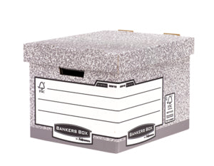 Fellowes BankersBox Archivschachtel – für A4, mit Deckel, mit Tragegriff, grau, Karton, 1 Stück