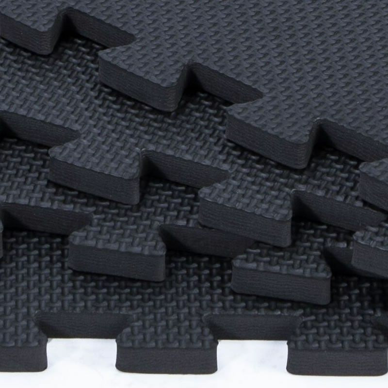 Gymstick Fussmatte – 60 × 60 cm, 1,2 cm, schwarz, für Fitness, 4 Stk.