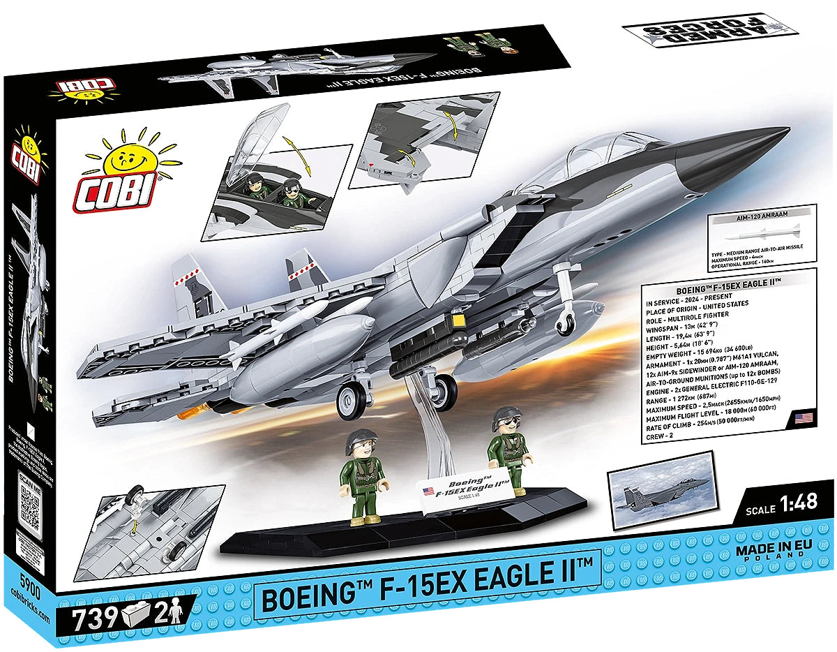 COBI Boeing F-15 EX Eagle II Bausatz – 739 Teile – 41,5 × 27,5 × 12 cm – ab 8 J. – Kunststoff – Grau