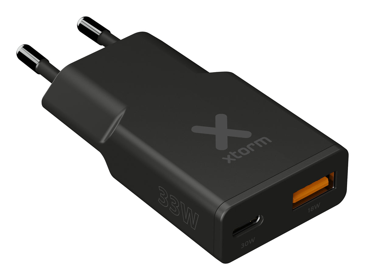 Xtorm XG2SLE0336 USB-Ladegerät 33 W – USB-C×1, USB-A×1 – PD, PPS, QC 3.0 – Schwarz