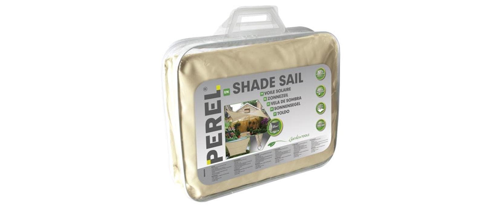 Perel Sonnensegel – 5 × 5 m – Polyethylen, champagner