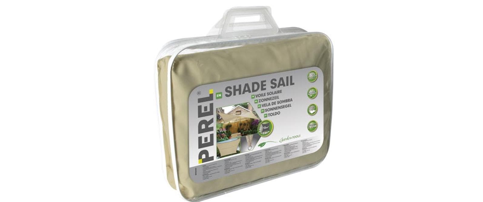 Perel Sonnensegel – 360 × 360 cm – Polyethylen (PE), beige