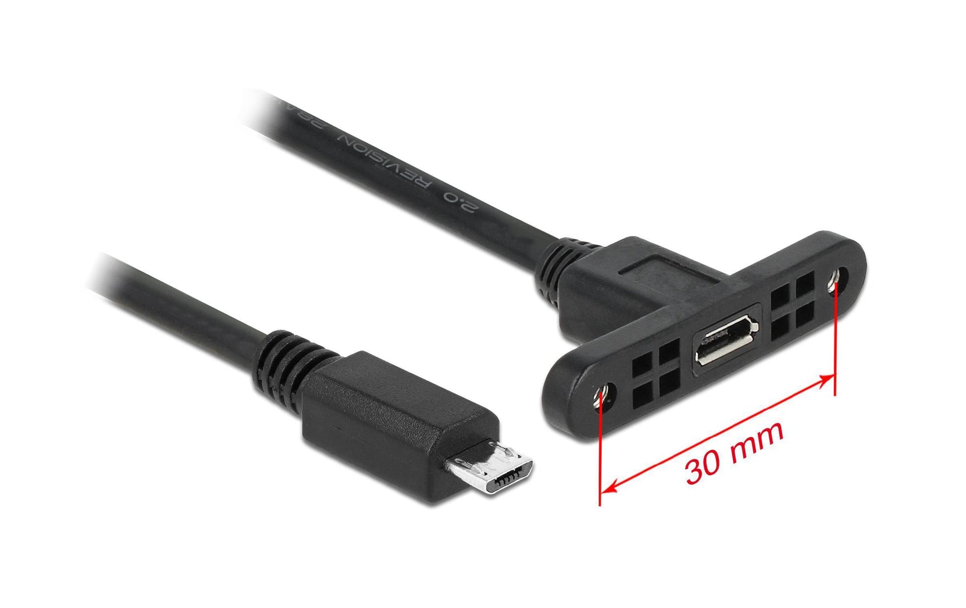 DeLOCK Micro-USB-B Verlängerungskabel (Stecker auf Buchse) – USB 2.0 (480 Mbit/s) – 0,25 m – Schwarz