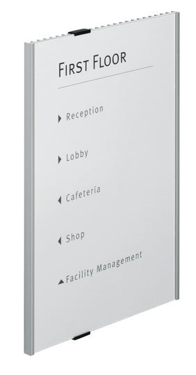 Durable Namensschild Info Sign – 297×420 mm, Acryl/Aluminium, silber