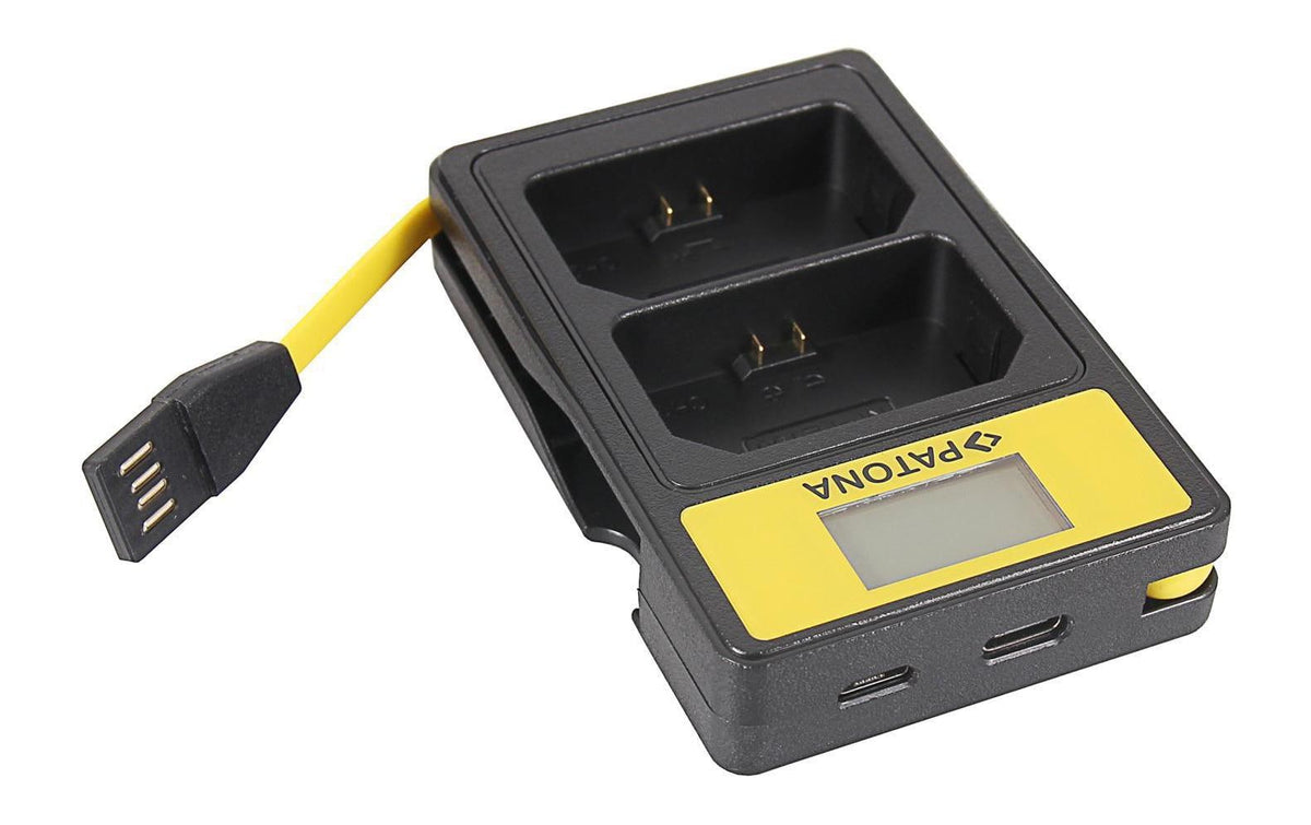 PATONA Smart Dual Akkuladegerät – für Sony A7 III, A7R III, A9 und andere – 2-fach, USB, 8,4 V/0,6 A – Schwarz