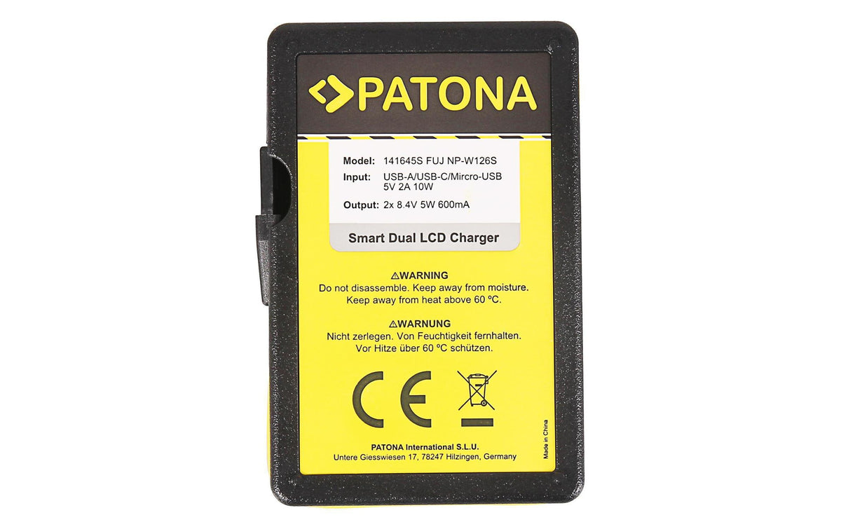 PATONA Ladegerät 141645 – USB, 2fach, schwarz – für Fujifilm HS30 EXR, HS33 EXR, X100F und andere