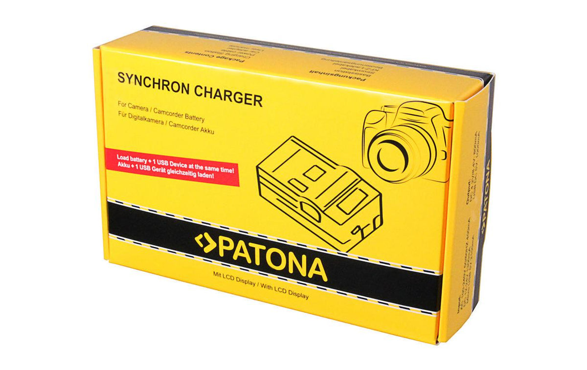 PATONA 4583 Akkulader – für Canon LP-E6 – 1-fach, USB/AC – Gelb, Schwarz