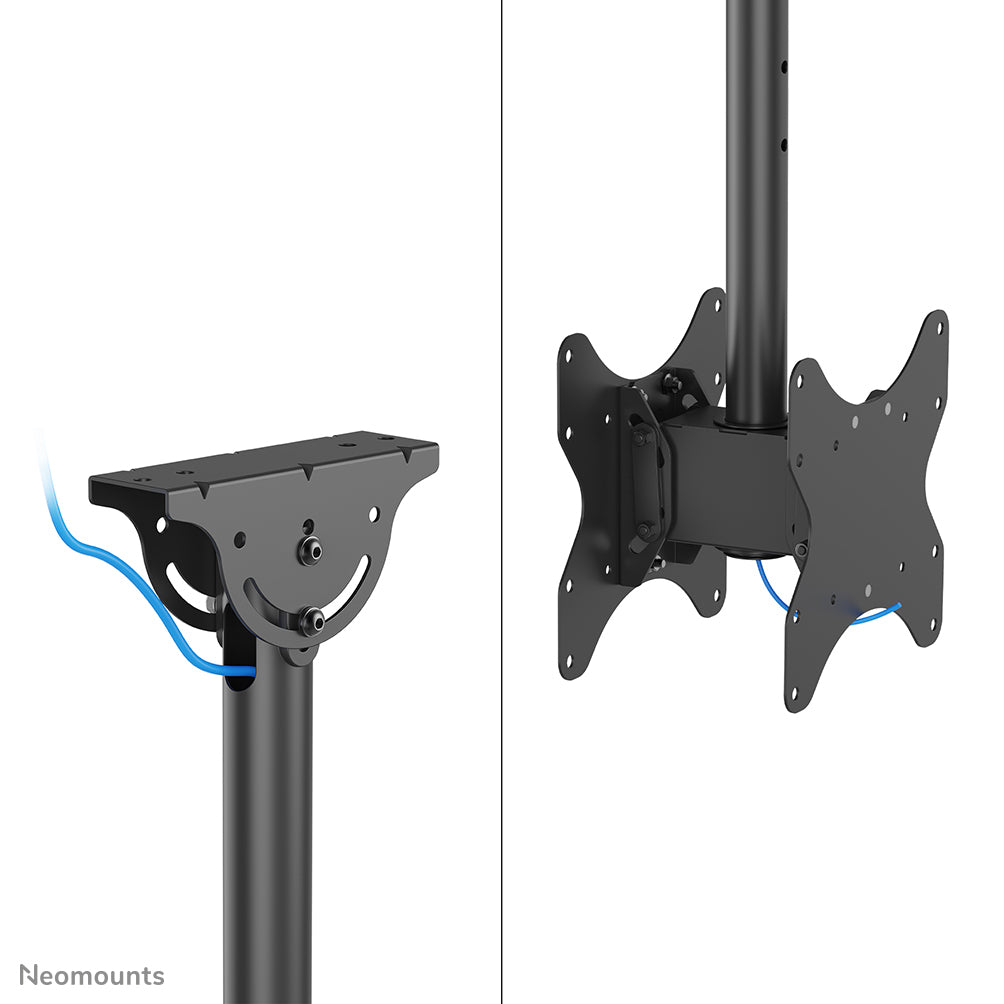 Neomounts CL35-340BL22 – Doppel Monitor-/TV-Deckenhalterung 23–42", VESA 100 × 100 mm / 200 × 200 mm · H 106–156 cm