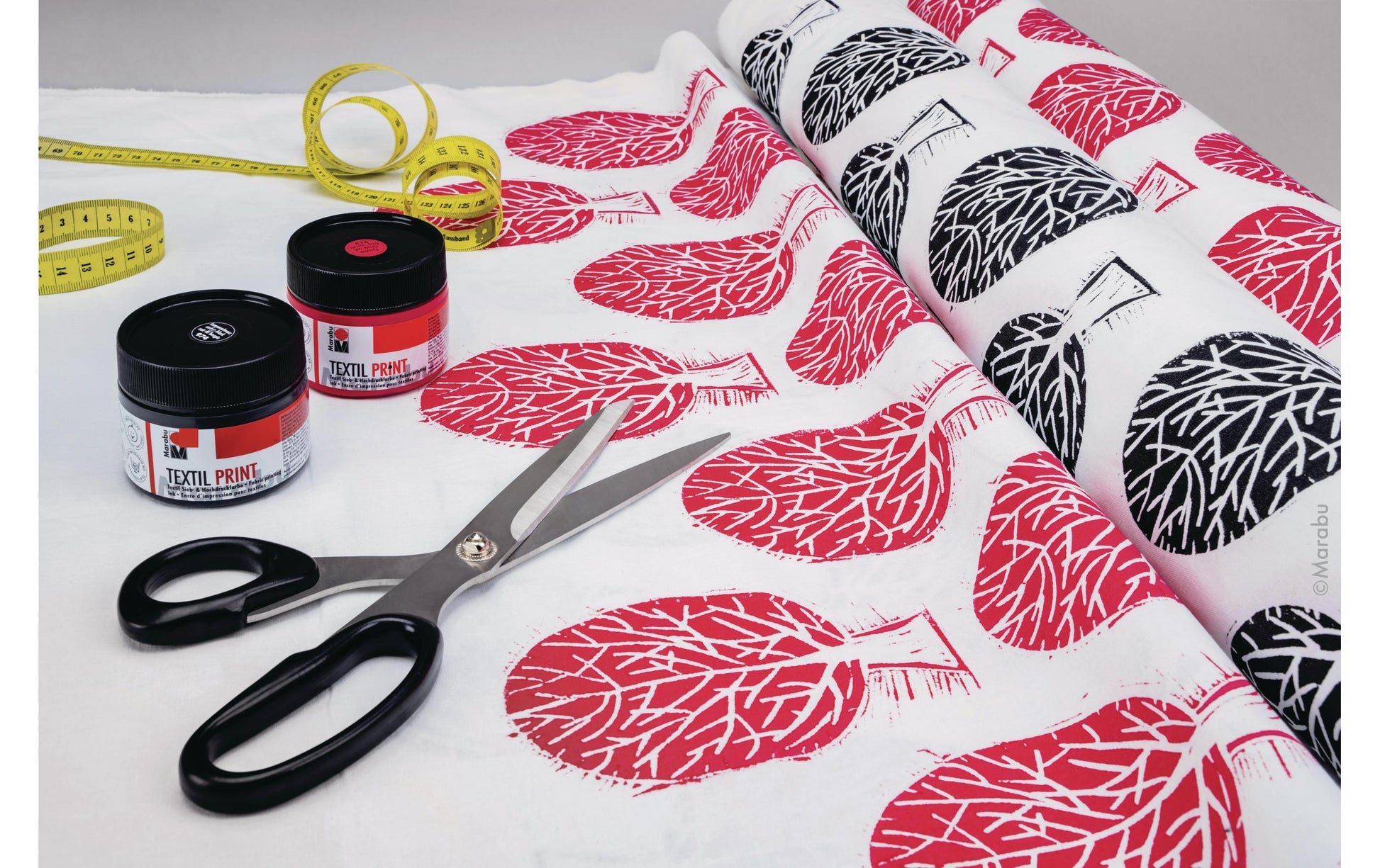 Marabu Soft Linol Print & Colouring – Textil-Transfer-Set – 1 × 100 ml + 2 × 15 ml – Softdruckplatte A5