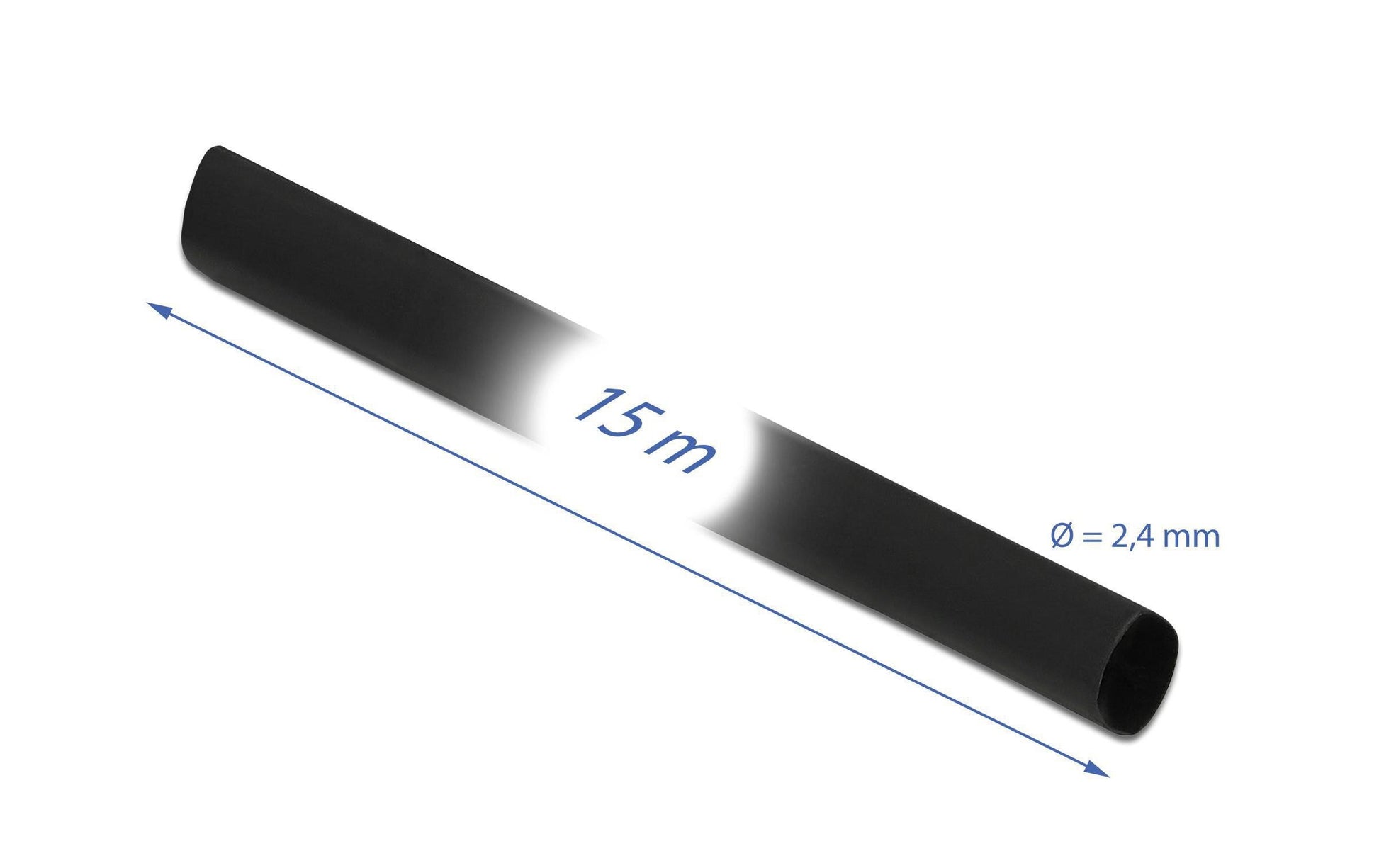 DeLOCK Schrumpfschlauch-Set, Ø 2,4 mm, 15 m – schwarz