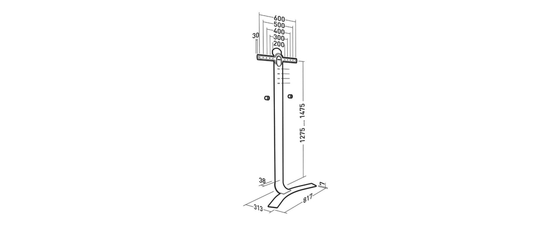 Erard STANDiT 600 – Höhenverstellbarer Displayständer für 40–75", VESA 600×200, bis 45 kg, weiss