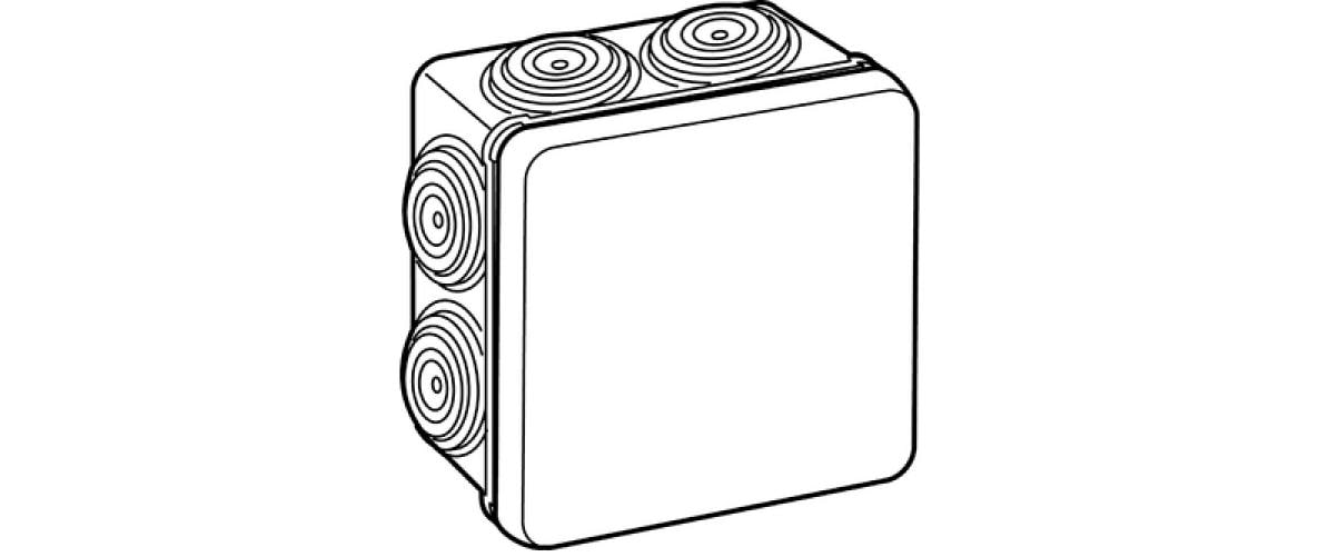 Legrand Aufputz-Box, 80×80×45 mm, IP55, 7 Einführungen (Würgnippel), Dichtbereich Ø 4–20 mm – Grau